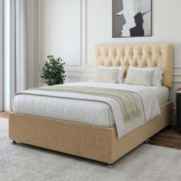 Bedmaster Small Double Cream Linen Divan Base with Lona Headboard - Wilko