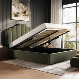 Flair Margot Double Khaki Green Velvet Ottoman Bed - Wilko - thumbnail 5