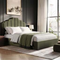 Flair Margot Double Khaki Green Velvet Ottoman Bed - Wilko - thumbnail 1