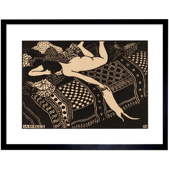 Wee Blue Coo Felix Vallotton Swiss La Paresse Laziness Framed Wall Art Print 30 x 41cm - Size: 43.3 x 33.3 x 1.5cm - Black - Wilko - image 1