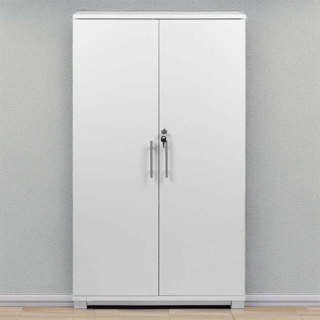 MMT Furniture Designs 2 Door White Lockable Tall Filing Cabinet - Size: 120 x 70 x 35cm - Wilko - image 1