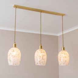 ValueLights India Confetti Glass Shade 3 Drop Gold Diner LED Ceiling Pendant Light - Size: 134.5 x 89.5 x 15.5cm - Black - Wilko - thumbnail 3