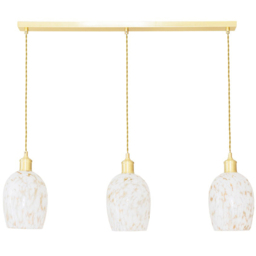 ValueLights India Confetti Glass Shade 3 Drop Gold Diner LED Ceiling Pendant Light - Size: 134.5 x 89.5 x 15.5cm - Black - Wilko - thumbnail 1