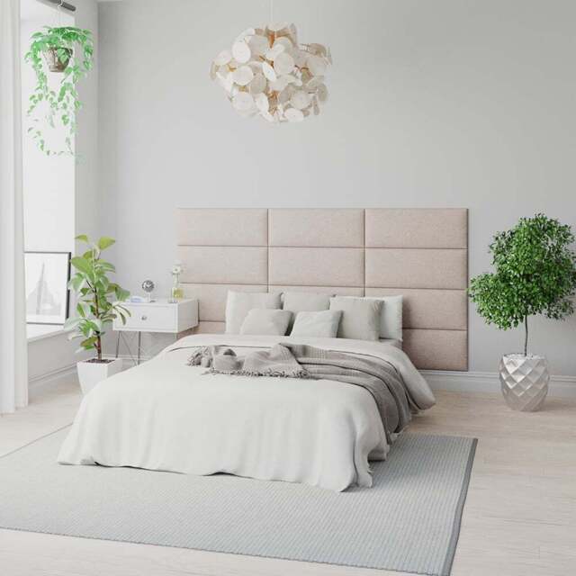 Aspire EasyMount Natural Saxon Twill Upholstered Wall Mounted Headboard Panels 4 Pack - Cream - Aspire Beds - Wilko - image 1