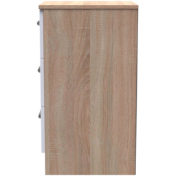 Crowndale Contrast 3 Drawer White and Bardolino Oak Bedside Cabinet Ready Assembled - Wilko - thumbnail 5