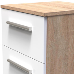 Crowndale Contrast 3 Drawer White and Bardolino Oak Bedside Cabinet Ready Assembled - Wilko - thumbnail 6