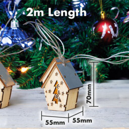 St Helens Battery Powered Christmas Wooden House Light String - Size: 6 x 6 x 200cm - Wilko - thumbnail 5