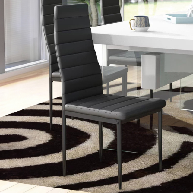 Living and Home Set of 2 Black Faux Leather Dining Chair - Wilko - image 1