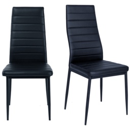 Living and Home Set of 2 Black Faux Leather Dining Chair - Wilko - thumbnail 3