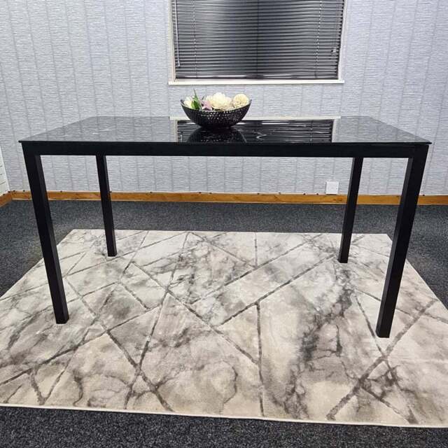 Kosy Koala 6 Seater Black Marble Effect Glass Dining Table - Wilko - image 1