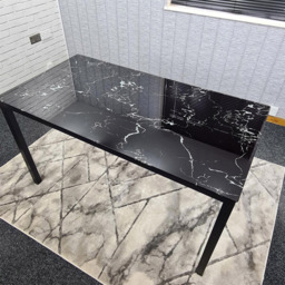 Kosy Koala 6 Seater Black Marble Effect Glass Dining Table - Wilko - thumbnail 3