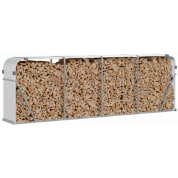 vidaXL Silver Galvanised Steel Firewood Log Holder 100 x 300 x 45cm - Wilko - thumbnail 3