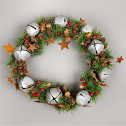 Shatchi Christmas Wreath with Pine and Green Stars - Silver - Wilko - thumbnail 3