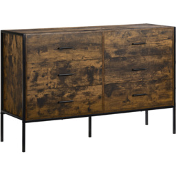 Vida Designs Brooklyn 6 Drawer Dark Wood Rustic Metal Frame Chest of Drawers - Brown - Wilko - thumbnail 3