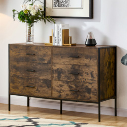 Vida Designs Brooklyn 6 Drawer Dark Wood Rustic Metal Frame Chest of Drawers - Brown - Wilko - thumbnail 5