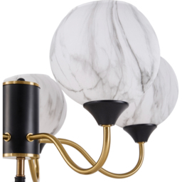 Living and Home Screw E27 Black and Gold 5 Marble Effect Glass Semi Flush Mount Ceiling Light - Size: 41 x 56 x 56cm - Multi - Wilko - thumbnail 6