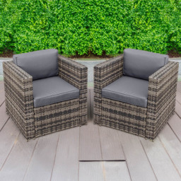 Oseasons Malta Set of 2 Walnut Grey Rattan Chair - Size: 76 x 164 x 65cm - Brown - Wilko - thumbnail 1