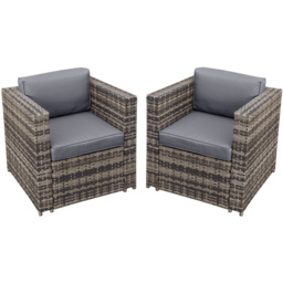 Oseasons Malta Set of 2 Walnut Grey Rattan Chair - Size: 76 x 164 x 65cm - Brown - Wilko - thumbnail 3