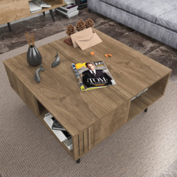 Decorotika Ronas Single Shelf Walnut Square Coffee Table - Size: 46.5 x 89.6 x 89.6cm - Brown - Wilko - thumbnail 3