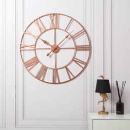 EOS Copper Skeleton Wall Clock with Roman Numerals 80cm - Size: 80 x 80 x 2cm - Gold - Home Garden Direct - Wilko - thumbnail 3