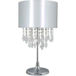 Kliving Sheldon Beaded Shade Silver Table Lamp - Size: 46 x 26 x 26cm - Wilko