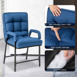 Costway Blue Linen Accent Armchair with Ottoman - Size: Single - Wilko - thumbnail 7