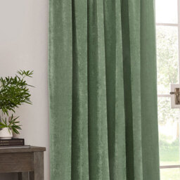 Yard Green Heavy Chenille Velvet Pencil Pleat Curtains 117 x 183cm - Size: 183 x 117 x 1cm - Wilko - thumbnail 3