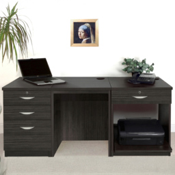 R White Cabinets 4 Drawer Black Set-08 Desk with Printer Shelf - Size: 72.8 x 167.9 x 54cm - Wilko