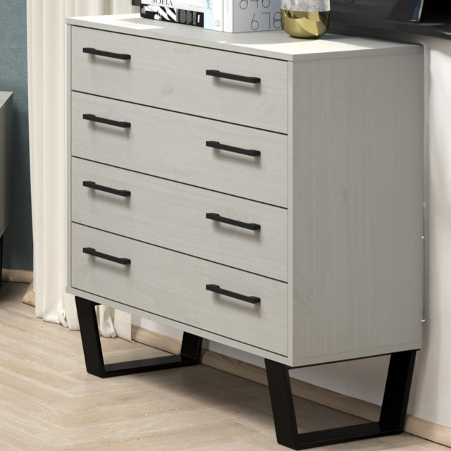 Core Products Texas 4 Drawer Grey Waxed Pine Chest of Drawers - Wilko - image 1