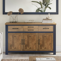Baumhaus Splash of Blue 3 Door 4 Drawer Wooden Blue Sideboard - Wilko - thumbnail 7