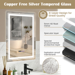 Costway LED Anti Fog Vanity Mirror - Size: 81 x 62cm - Silver - Wilko - thumbnail 6
