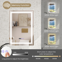 Costway LED Anti Fog Vanity Mirror - Size: 81 x 62cm - Silver - Wilko - thumbnail 7
