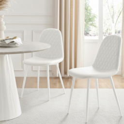 Kosy Koala 4 Seater Faux Leather Gem Pattern Dining Set Light Oak and White - Multi - Portland - Wilko - thumbnail 4