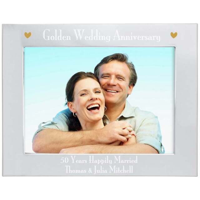 Personalised Memento Personalised Silver Golden Anniversary Landscape Photo Frame 5 x 7 inch - Wilko - image 1