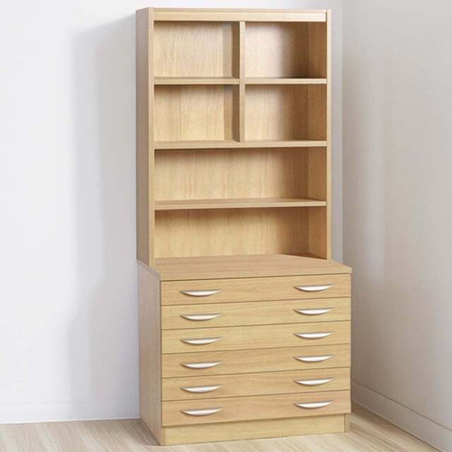 R White Cabinets 6 Drawer 6 Shelf Brown A2 Plan Chest of Drawers with Hutch - Wilko - image 1