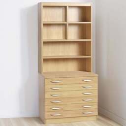 R White Cabinets 6 Drawer 6 Shelf Brown A2 Plan Chest of Drawers with Hutch - Wilko - thumbnail 1