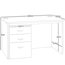 R White Cabinets 3 Drawer Home Office Desk with Hutch Brown - Size: 72.8 x 120 x 70cm - Wilko - thumbnail 6