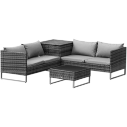 Outsunny 4 Seater Grey Rattan Wicker Corner Sofa Lounge Set - Wilko - thumbnail 3