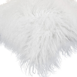 Divante Mongolian Faux Fur Cushion - White - Wilko - thumbnail 4