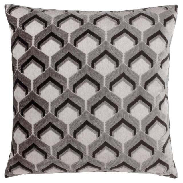 Paoletti Ledbury Grey and Black Velvet Jacquard Cushion - Size: 45 x 45 cm - Multi - Wilko - image 1