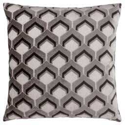 Paoletti Ledbury Grey and Black Velvet Jacquard Cushion - Size: 45 x 45 cm - Multi - Wilko - thumbnail 1