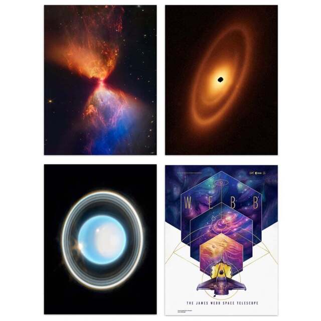 Artery8 NASA James Webb Space Telescope Uranus Fomalhaut Fiery Wall Art Print 30 x 41cm 4 Pack - Size: 40.5 x 30.5 x 0.3cm - Multi - Wilko - image 1