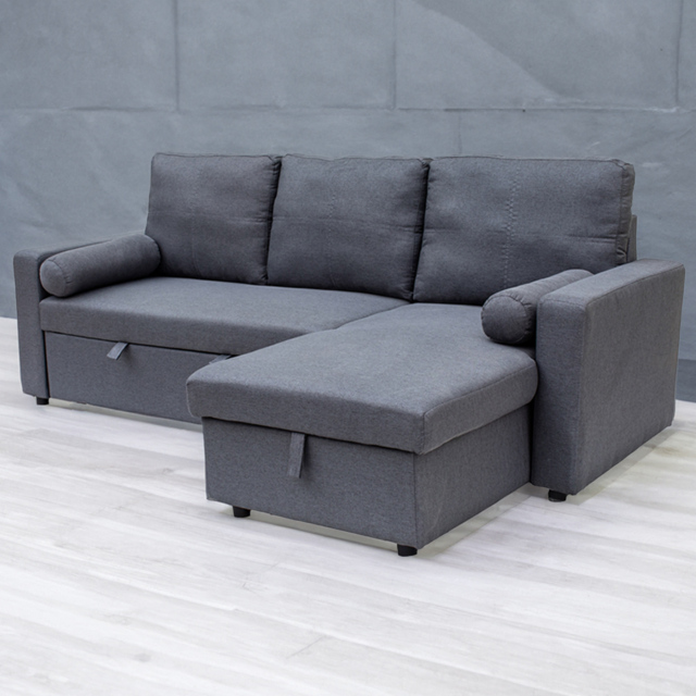 Indoor Living Manhattan 3 Seater Grey Chaise Sofa Bed - Green - Wilko - image 1