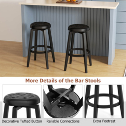 Costway Black Swivel Bar Stool Set of 2 - Size: 81 x 52 x 17cm - Wilko - thumbnail 6