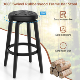 Costway Black Swivel Bar Stool Set of 2 - Size: 81 x 52 x 17cm - Wilko - thumbnail 7