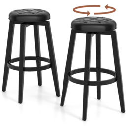 Costway Black Swivel Bar Stool Set of 2 - Size: 81 x 52 x 17cm - Wilko - thumbnail 4