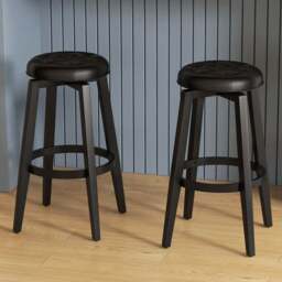 Costway Black Swivel Bar Stool Set of 2 - Size: 81 x 52 x 17cm - Wilko