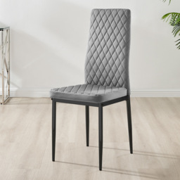 Furniturebox Lucia Valera 4 Seater Dining Set Grey Gloss and Black - Wilko - thumbnail 5
