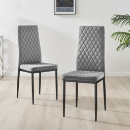 Furniturebox Lucia Valera 4 Seater Dining Set Grey Gloss and Black - Wilko - thumbnail 4