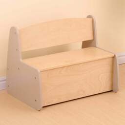 FurnitureHMD Natural and Grey Kids Wooden Storage Bench - Size: 48.5 x 63 x 45cm - Grey+Natural - Wilko - thumbnail 1